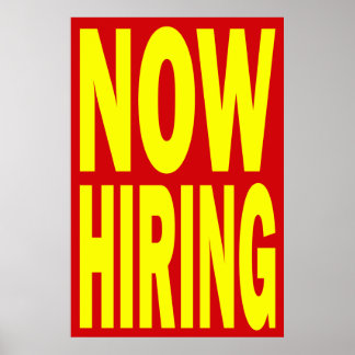 NOW HIRING RETAIL POSTER SIGN
