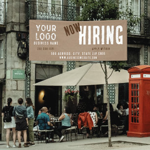 Now Hiring Rustic Charm Kraft Paper Business  Banner