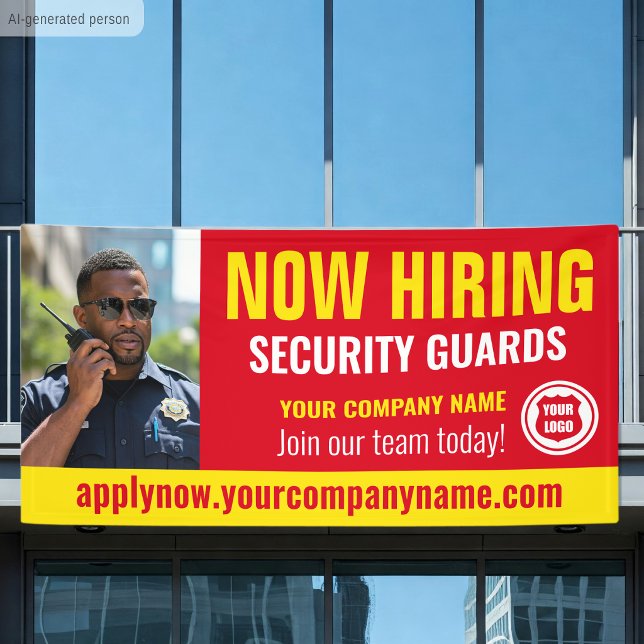 Now Hiring Security Guard Job Logo Photo Red Banner (Creator Uploaded)