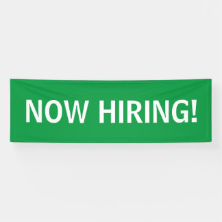 Now hiring simple green white banner sign