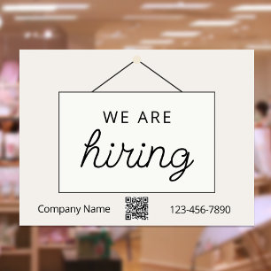 Now Hiring Window Sign, Minimal Beige Poster