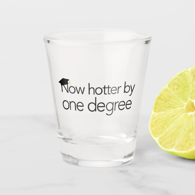 Now Hotter by One Degree - Shot Glass (Front)