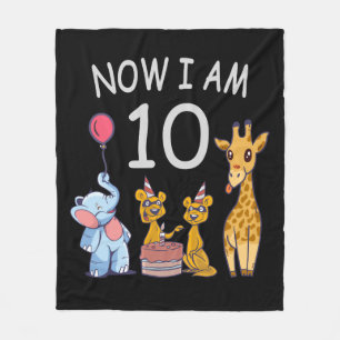 Now I am 10 years old 10th Birthday at the Zoo Fleece Blanket