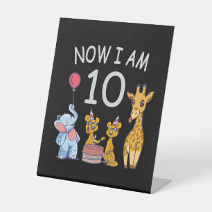 Now I am 10 years old 10th Birthday at the Zoo Pedestal Sign