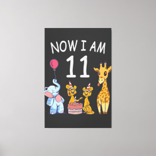Now I am 11 years old 11th Birthday at the Zoo Canvas Print