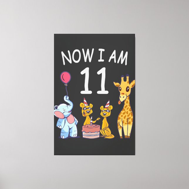 Now I am 11 years old 11th Birthday at the Zoo Canvas Print (Front)