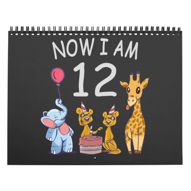Now I am 12 years old 12th Birthday at the Zoo Calendar (Cover)