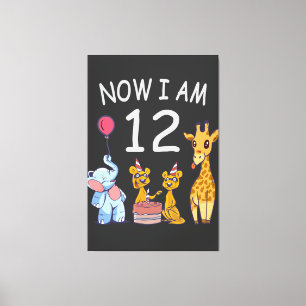 Now I am 12 years old 12th Birthday at the Zoo Canvas Print