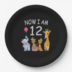 Now I am 12 years old 12th Birthday at the Zoo Paper Plate