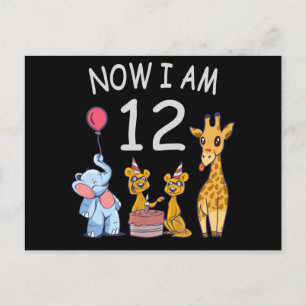 Now I am 12 years old 12th Birthday at the Zoo Postcard
