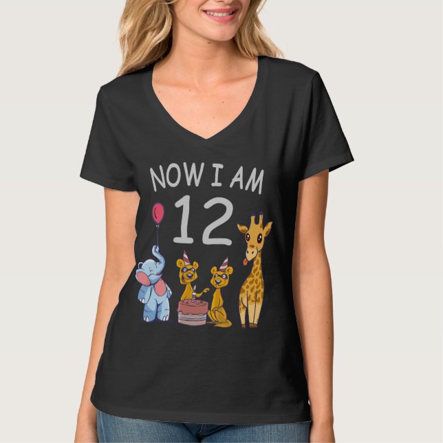 Now I am 12 years old 12th Birthday at the Zoo T-Shirt (Front)