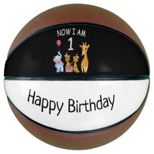 Now I am 1 year old 1st Birthday at the Zoo Baby B Basketball