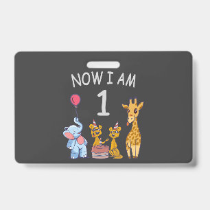 Now I am 1 year old 1st Birthday at the Zoo ID Badge