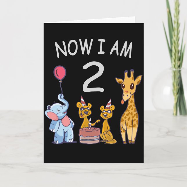 Now I am 2 year old 2nd Birthday at the Zoo Card (Front)