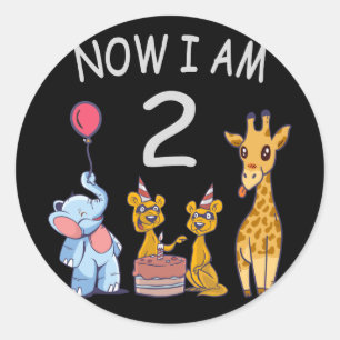 Now I am 2 year old 2nd Birthday at the Zoo Classic Round Sticker