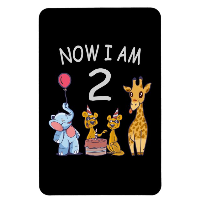 Now I am 2 year old 2nd Birthday at the Zoo Magnet (Vertical)