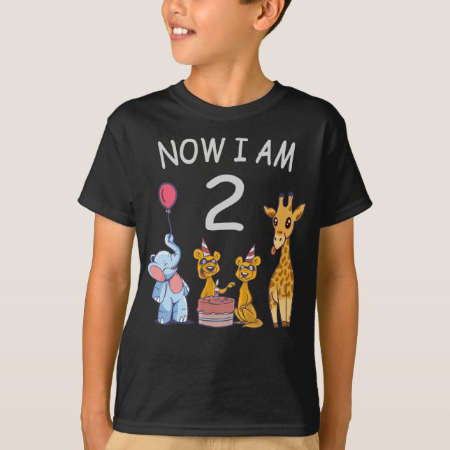 Now I am 2 year old 2nd Birthday at the Zoo T-Shirt (Front)