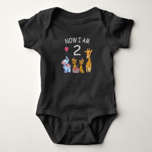 Now I am 2 years old 2nd Birthday at the Zoo Baby  Bodysuit
