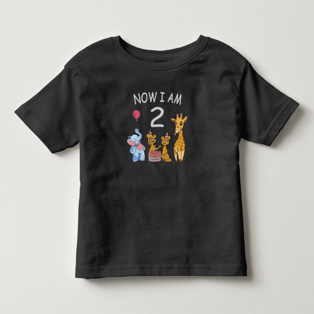 Now I am 2 years old 2nd Birthday at the Zoo Baby  Toddler T-Shirt (Front)
