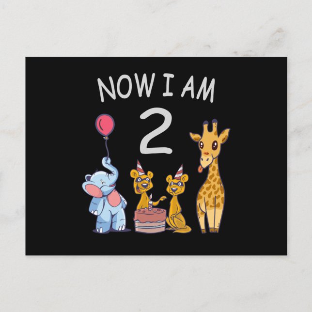 Now I am 2 years old 2nd Birthday at the Zoo Postcard (Front)