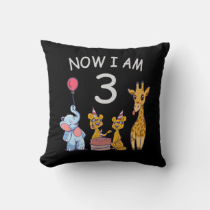 Now I am 3 year old 3rd Birthday at the Zoo Cushion