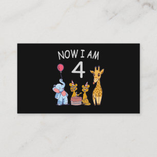 Now I am 4 year old 4th Birthday at the Zoo Enclosure Card