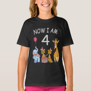 Now I am 4 year old 4th Birthday at the Zoo T-Shirt