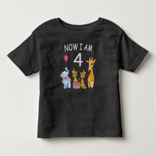 Now I am 4 year old 4th Birthday at the Zoo Toddler T-Shirt