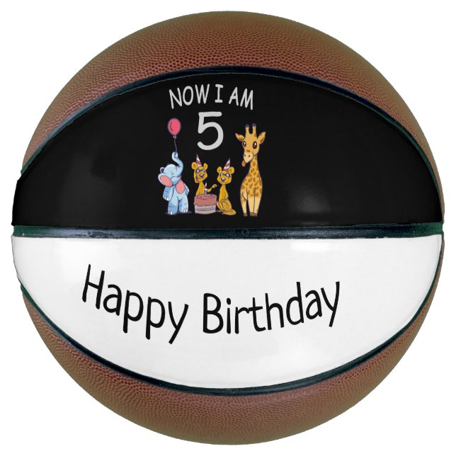 Now I am 5 years old 5th Birthday at the Zoo Basketball (Front)
