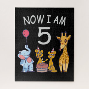 Now I am 5 years old 5th Birthday at the Zoo Jigsaw Puzzle