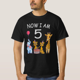Now I am 5 years old 5th Birthday at the Zoo T-Shirt
