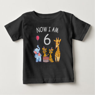 Now I am 6 years old 6th Birthday at the Zoo Baby T-Shirt