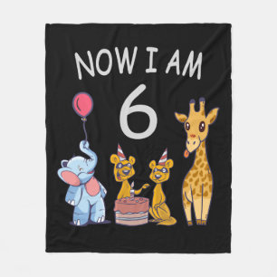 Now I am 6 years old 6th Birthday at the Zoo Fleece Blanket