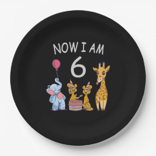 Now I am 6 years old 6th Birthday at the Zoo Paper Plate