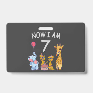 Now I am 7 years old 7th Birthday at the Zoo ID Badge
