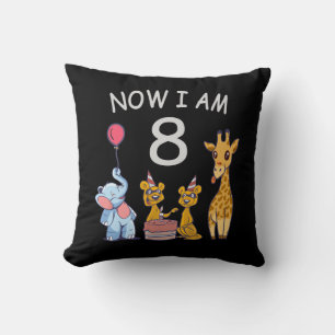 Now I am 8 years old 8th Birthday at the Zoo Cushion