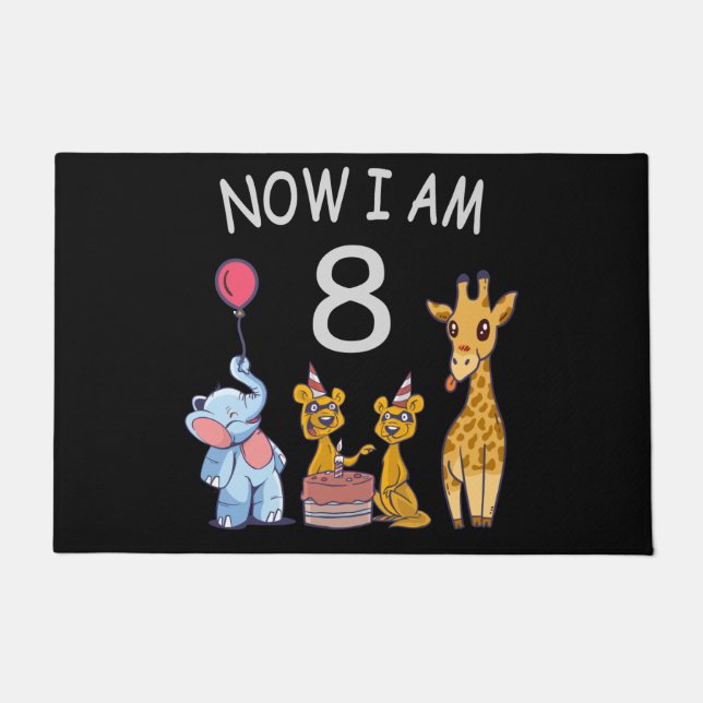 Now I am 8 years old 8th Birthday at the Zoo Doormat (Front)