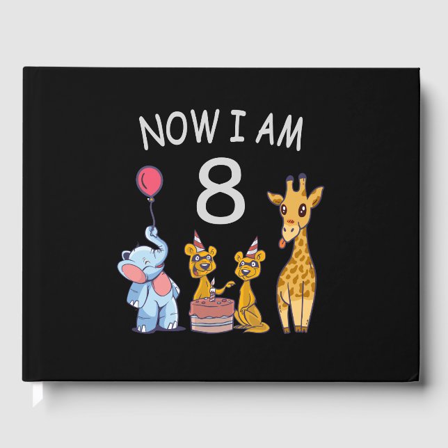 Now I am 8 years old 8th Birthday at the Zoo Guest Book (Front)