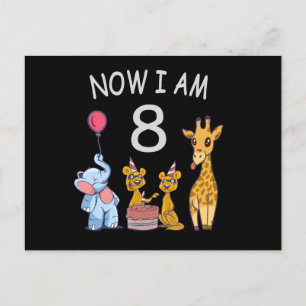 Now I am 8 years old 8th Birthday at the Zoo Postcard