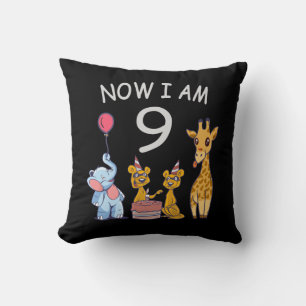 Now I am 9 years old 9th Birthday at the Zoo Cushion