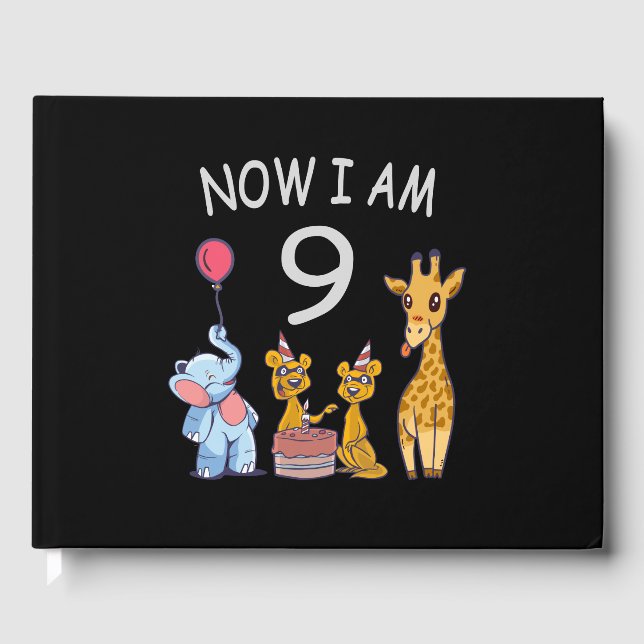 Now I am 9 years old 9th Birthday at the Zoo Guest Book (Front)
