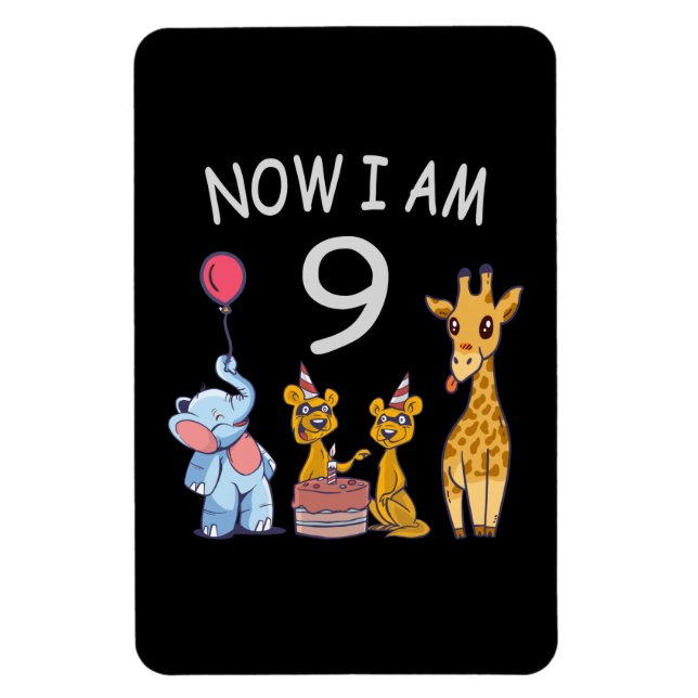 Now I am 9 years old 9th Birthday at the Zoo Magnet (Vertical)