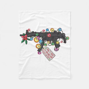 Now I Have A Machine Gun Christmas Light Fleece Blanket