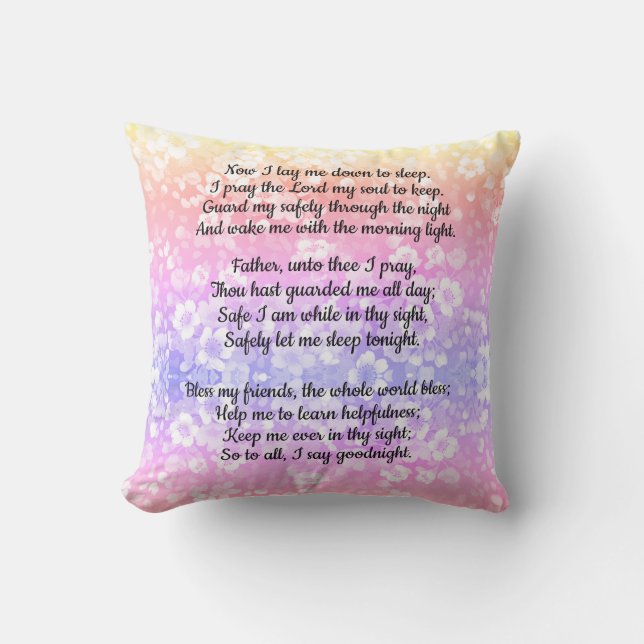 Now I lay Me Down Bedtime Prayer Pillow REVERSIBLE (Front)