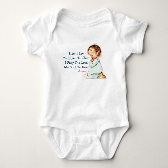 Now I Lay Me Down To Sleep Children Prayer Baby Bodysuit (Front)
