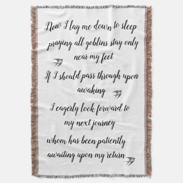 Now I lay me down to sleep Throw Blanket (Front Vertical)