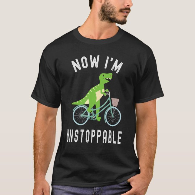 Now I'm Unstoppable Rex Dinosaur Cycling T-Shirt (Front)