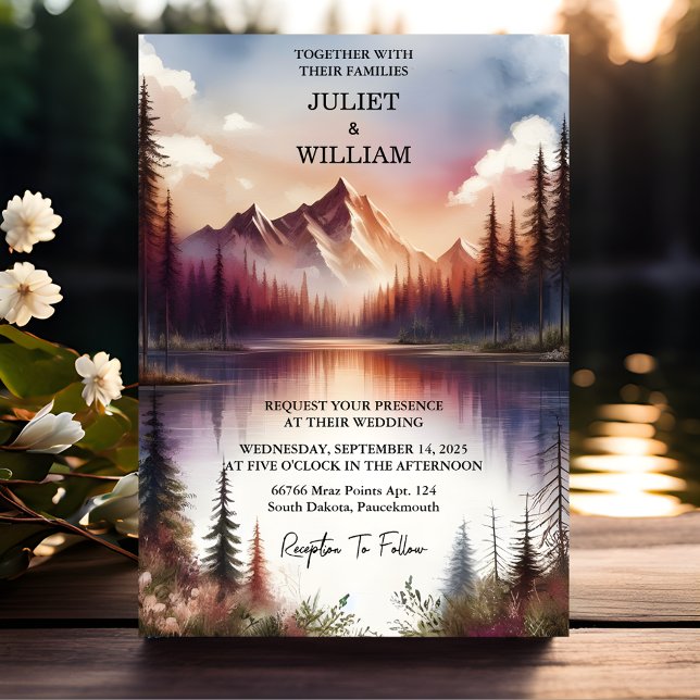 Now Mountain Lakeside Forest Outdoor Lake Wedding Invitation (Creator Uploaded)