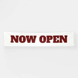 Now Open Custom New Business Burgundy Red White Banner