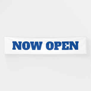 Now Open Custom New Business White Blue Banner
